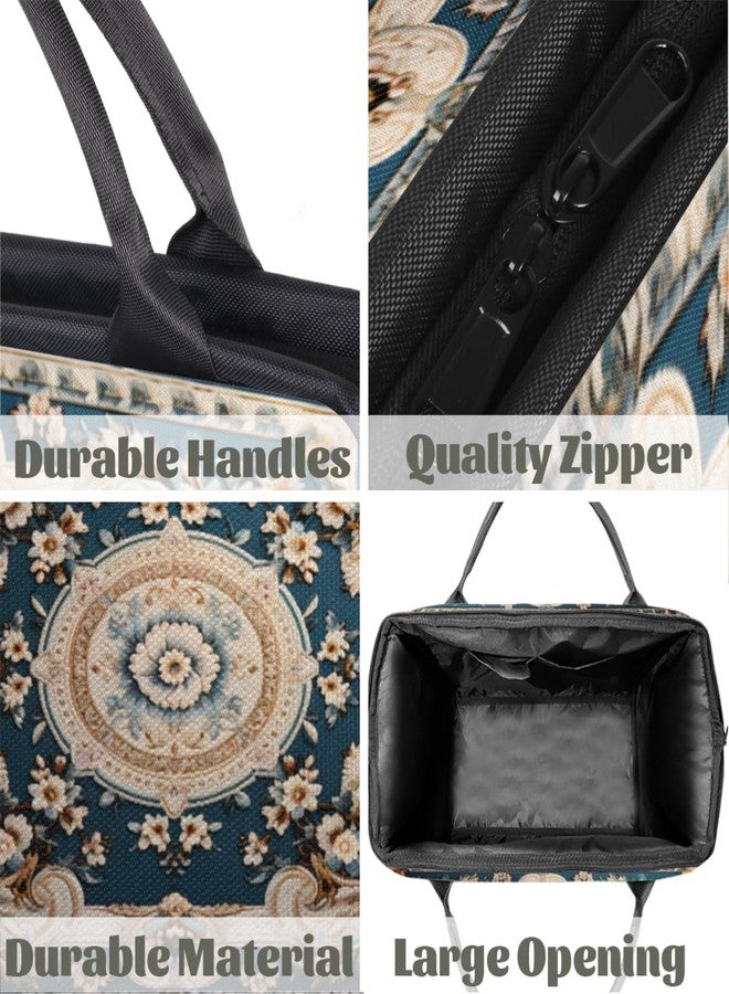 cfpolar Carpet Flowers Patterns Gym Bag for Women Men, Travel Sports Duffel Bag with Trolley Sleeve, Waterproof Sports Gym Bags Weekender Overnight Carry On Tote Bags for Travel Sport - Image 4